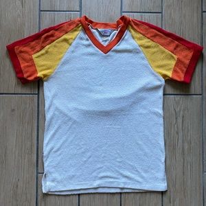 VINTAGE 1970’S LEVI’S TERRY CLOTH SHIRT RED YELLOW